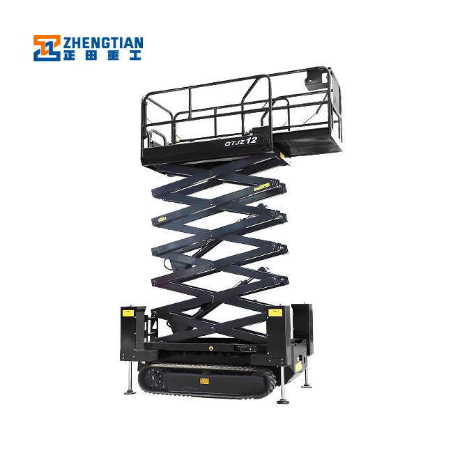 Portable 8M 9.75M Hydraulic Mobile Crawler Scissor Lift Table With Hydraulic Outriggers