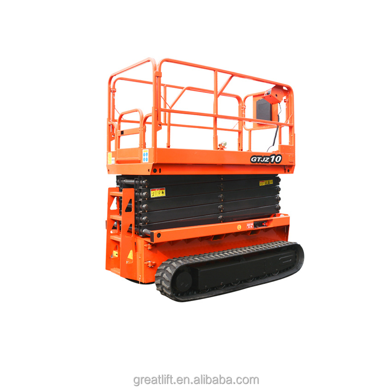 Portable 8M 9.75M Hydraulic Mobile Crawler Scissor Lift Table With Hydraulic Outriggers