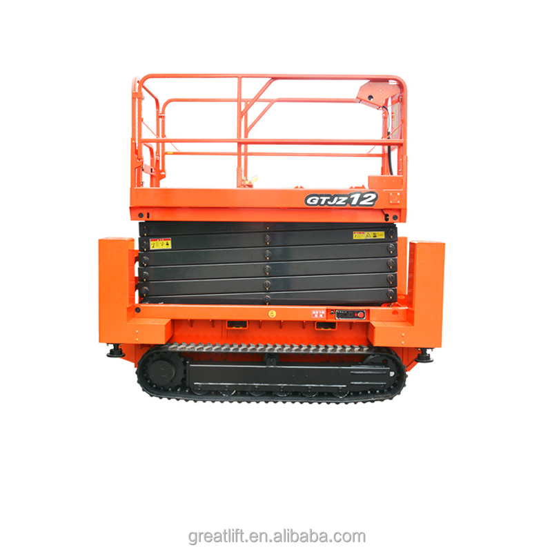 Portable 8M 9.75M Hydraulic Mobile Crawler Scissor Lift Table With Hydraulic Outriggers