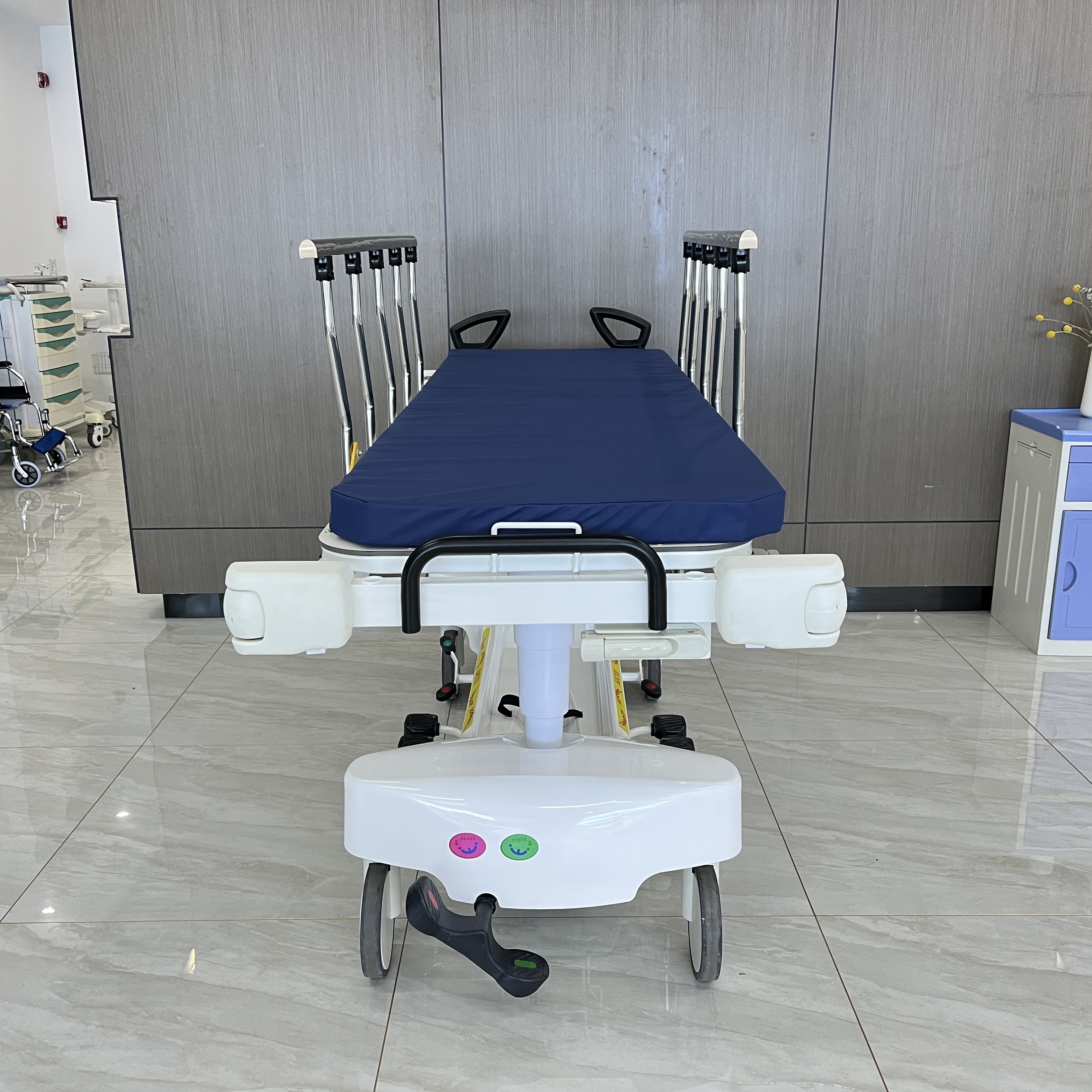 Newest Multi-Function Double Layers Hospital Emergency Patient Hydraulic Transfer Stretcher Bed With Adjustable Height