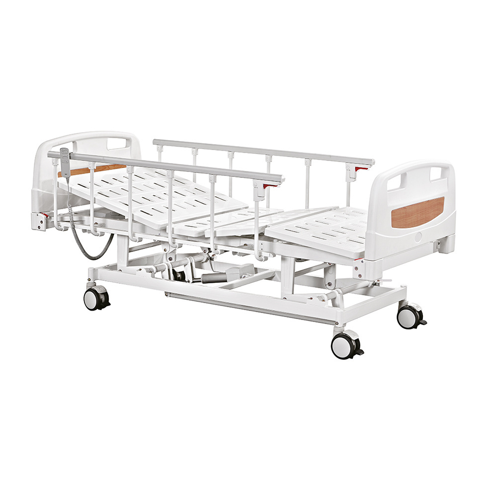 Medical Three Functions Electric Hospital Beds Luxury Care Bed with PP Side Rails  For Sale