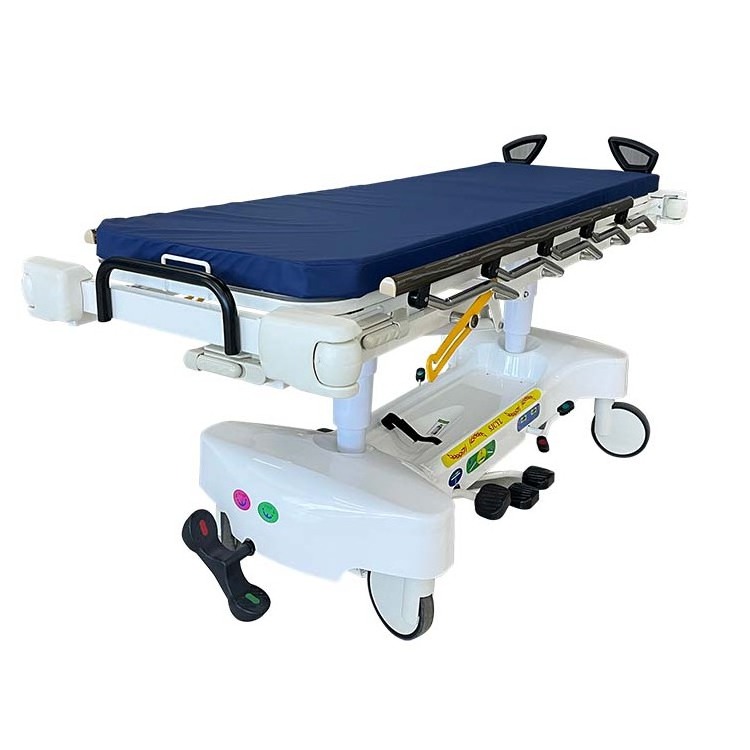 Newest Multi-Function Double Layers Hospital Emergency Patient Hydraulic Transfer Stretcher Bed With Adjustable Height