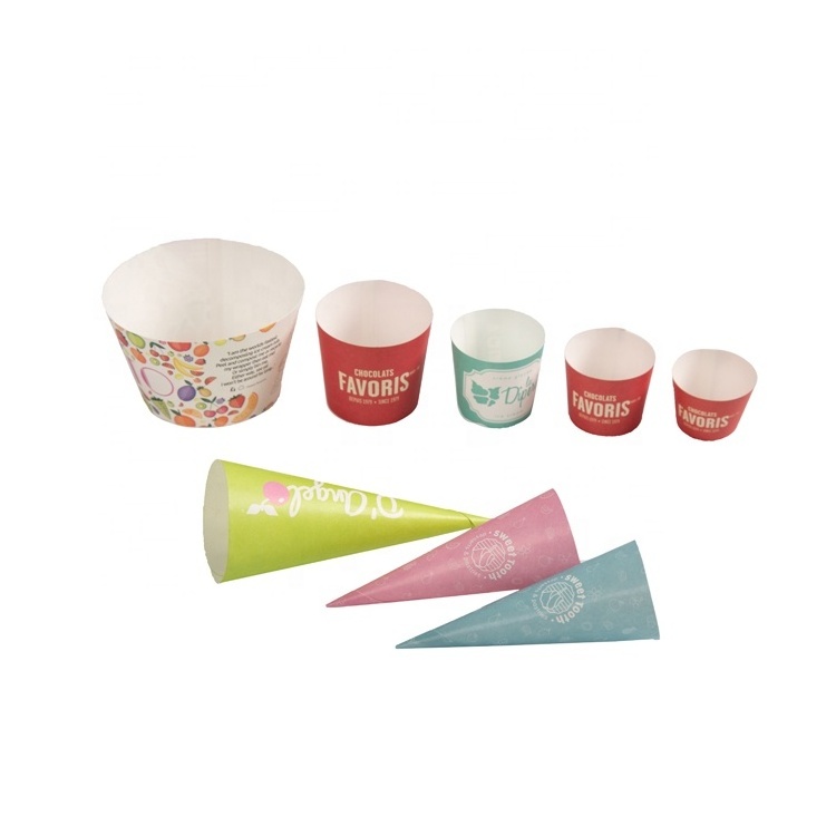 Custom eco friendly food packaging waffle paper wrapping ice cream cone sleeves manufacturer factory supplier