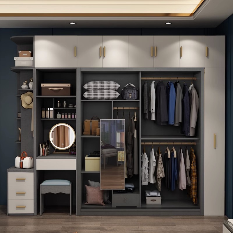 Customized Solid Wood Wardrobe Bedroom Furniture Luxury Closets Wardrobes With Mirror