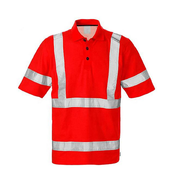 Long Sleeve Hi Vis Reflective Road Safety polo Shirt Men Polo Cheap Strap Logo Reflective Tape Work wear T Shirt