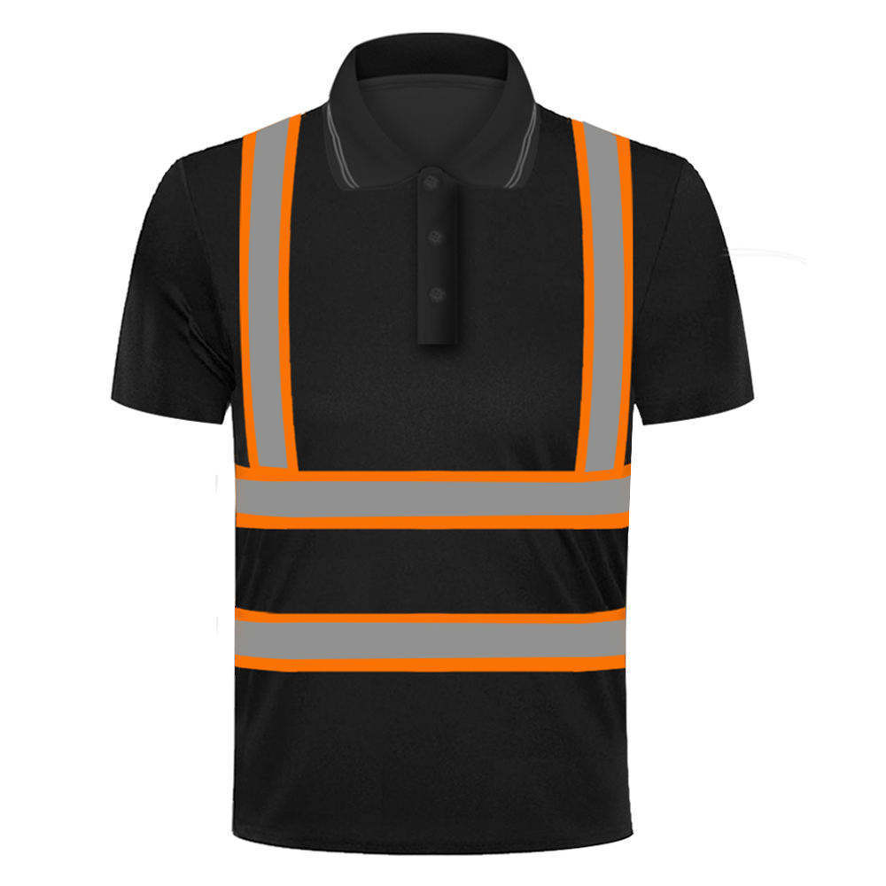 Long Sleeve Hi Vis Reflective Road Safety polo Shirt Men Polo Cheap Strap Logo Reflective Tape Work wear T Shirt