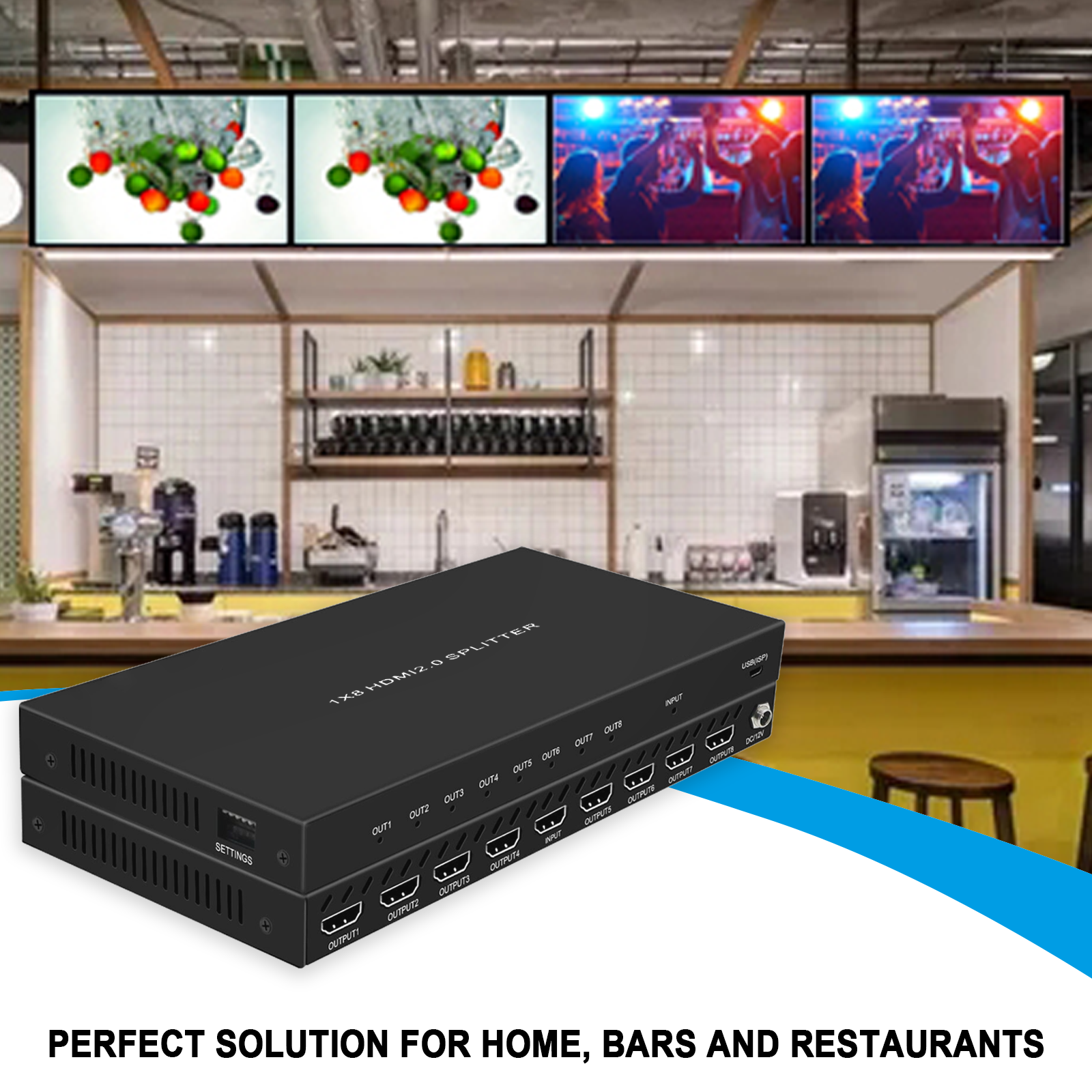 4K60 HDMI 2.0 splitter  1x8 support 4k scaler down to 1080P hdmi splitter 1 in 8 out EDID copy HDCP 2.2