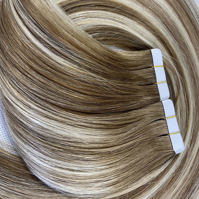 Balayage Tape In Real Human Hair Extensions 100% Human Double Drawn Tape Hair Extention Popular In Salons