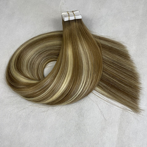 Balayage Tape In Real Human Hair Extensions 100% Human Double Drawn Tape Hair Extention Popular In Salons