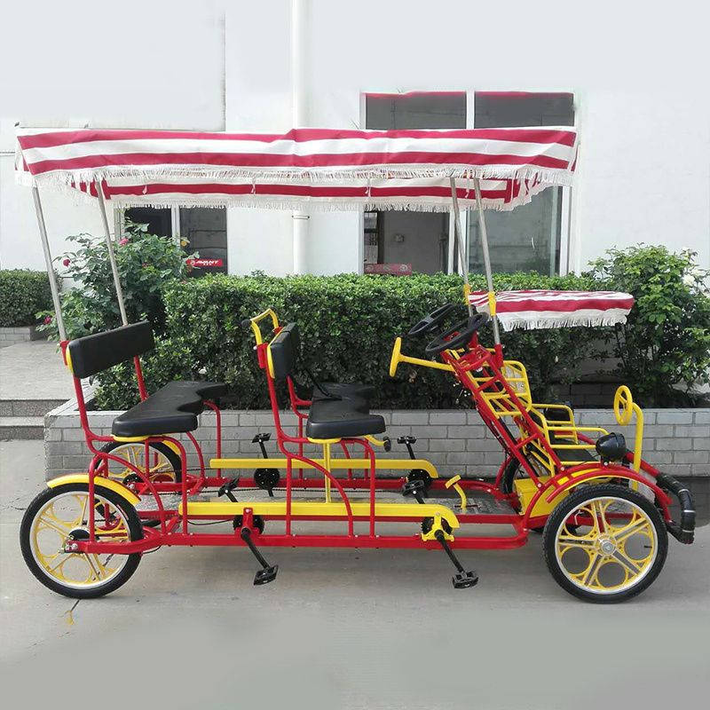 Best Selling 4 Person Tandem Bike Park Sightseeing Tandem Bicycle Hand Brake Surrey Bike