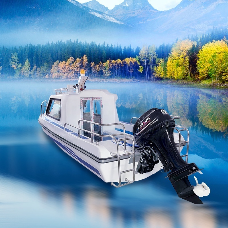 New Products 17ft/5.2m Fiberglass Half Closed Cabin High Speed Outboard Sport Yacht 6-8 Persons Fishing Speed Boat