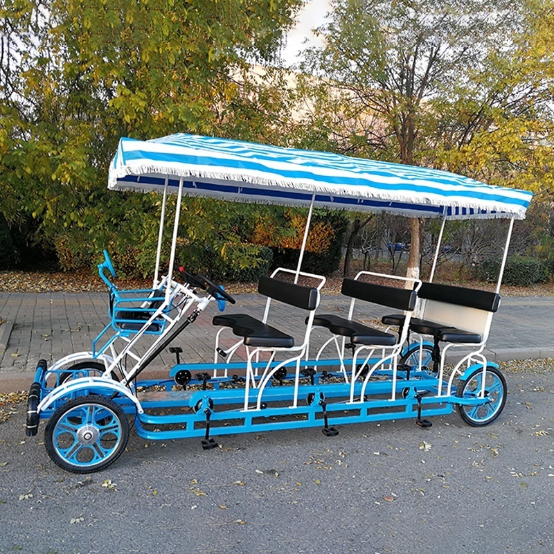 Fun 4 Wheel Tandem Bicycle Rental Park Seaside Surrey Bike Family Sightseeing Pedal Bike For Sale