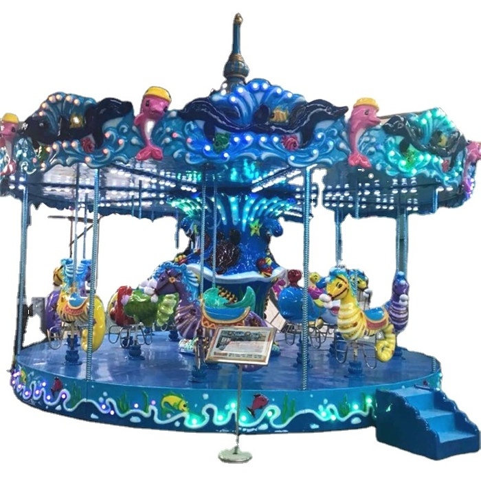 China manufacturer amusement park games machine children carusel horses merry go round ride for sale