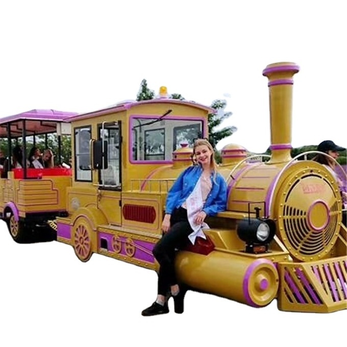 Customized outdoor amusement park rides family games tourist trackless road train for sale