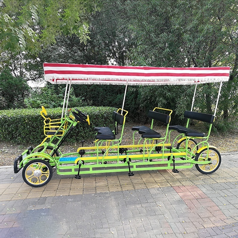 Fun 4 Wheel Tandem Bicycle Rental Park Seaside Surrey Bike Family Sightseeing Pedal Bike For Sale