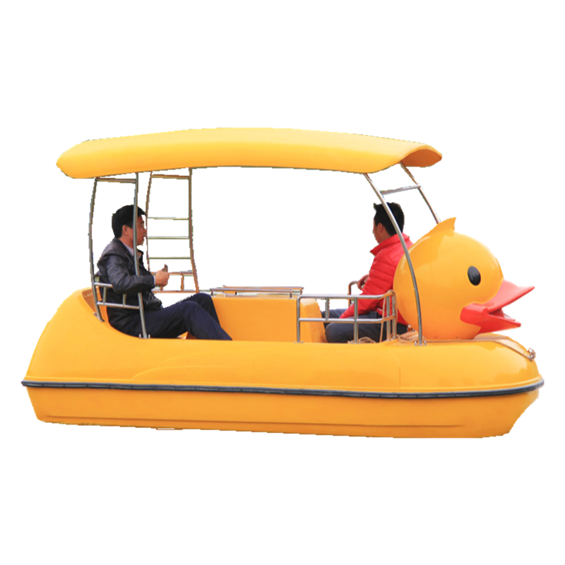 Great Water Amusement Park Equipment Family Leisure Sightseeing Boat 4 Seats Yellow Duck Fiberglass Pedal Boat for Sale