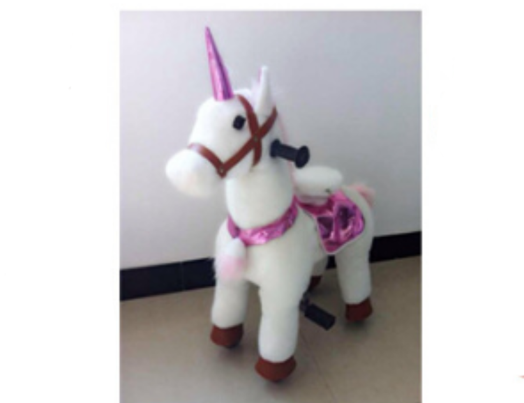 China Supplier Unicorn Style Stuffed Plush Flocking Horse Electric Sliding Small Car Shopping Malls Riding Horse Toys For Sale