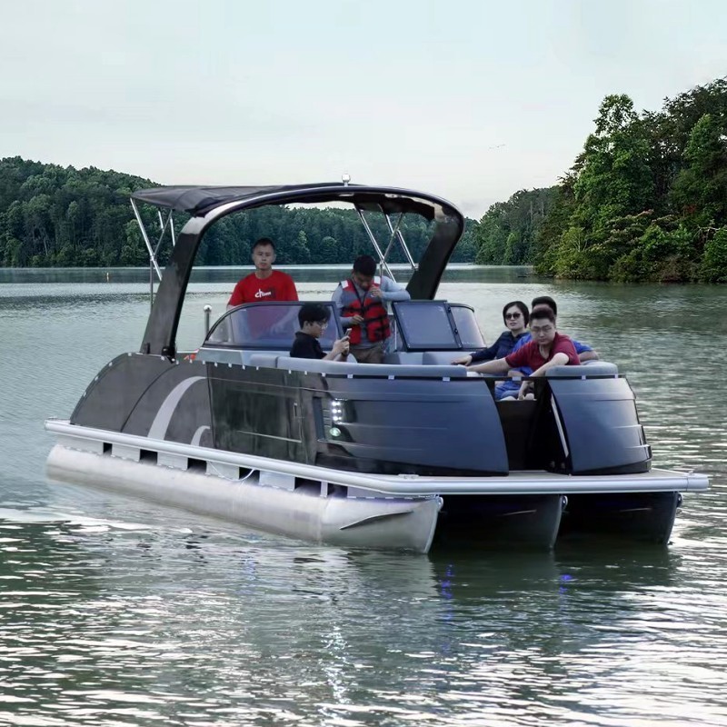 Manufacturer Price Ocean Entertainment Ships Personal Speed Boat Aqua Aluminum House boat 27 Feet Luxury Pontoon Boat