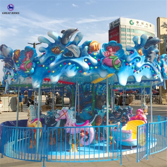 China manufacturer amusement park games machine children carusel horses merry go round ride for sale