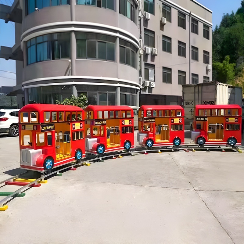 Entertainment Children Outdoor Kids Bus Train Track Electric Amusement Park Train for Sale