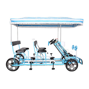 Best Selling 4 Person Tandem Bike Park Sightseeing Tandem Bicycle Hand Brake Surrey Bike