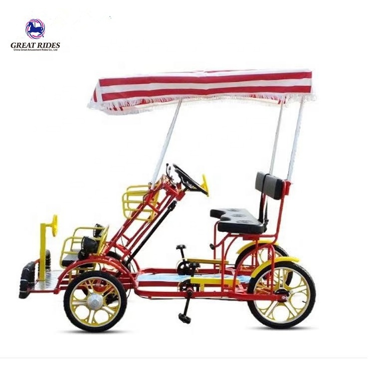 children seat 4 persons Beach Cruiser Pedal Quadricycle tandem surrey bike For Sale