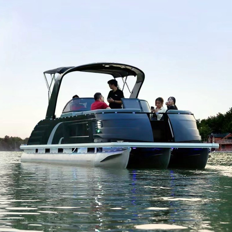 Manufacturer Price Ocean Entertainment Ships Personal Speed Boat Aqua Aluminum House boat 27 Feet Luxury Pontoon Boat