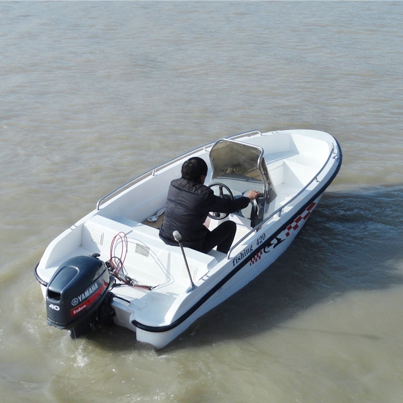 Promotion 13.8ft Fiberglass hull Boat 4.2m Speed Boat Without Motor And Trailer For Sale