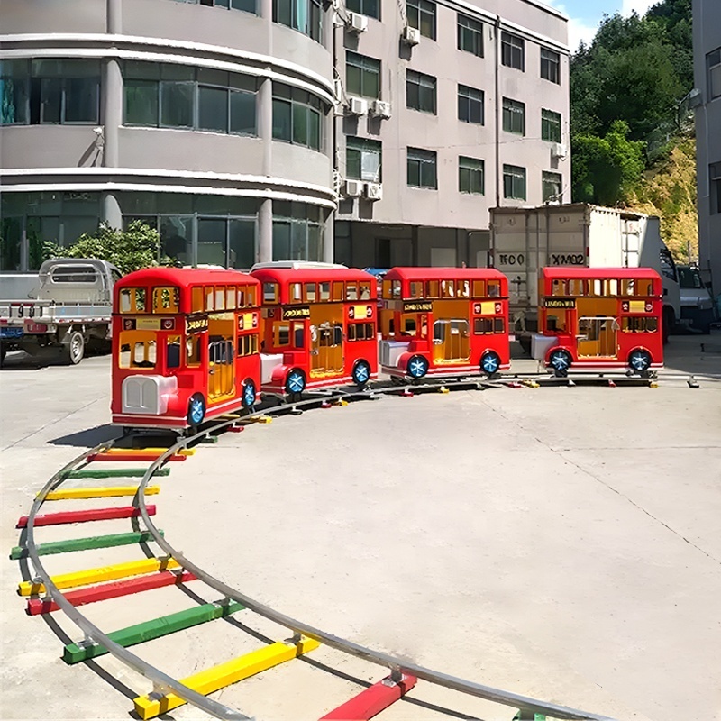 Entertainment Children Outdoor Kids Bus Train Track Electric Amusement Park Train for Sale