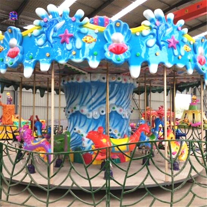 China manufacturer amusement park games machine children carusel horses merry go round ride for sale