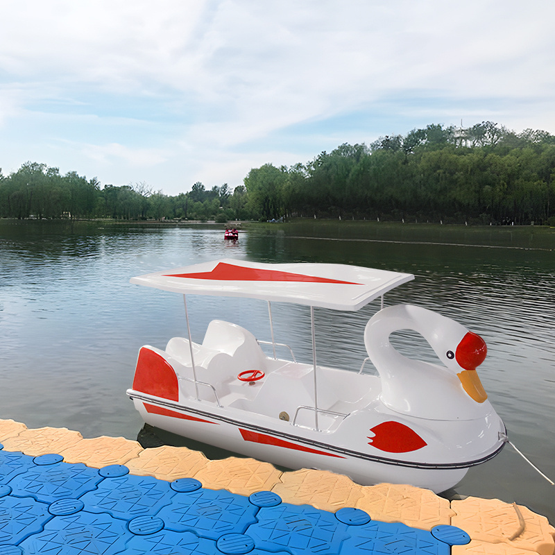 Cheap Factory Price New Design Water Entertainment Equipment 4 seats FRP Swan Pedal boat for Sale