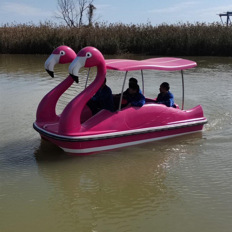 New Design Lake Stainless Steel Hardware FRP Flamingo Boat Thick Fiberglass Pedal Boat For Sale