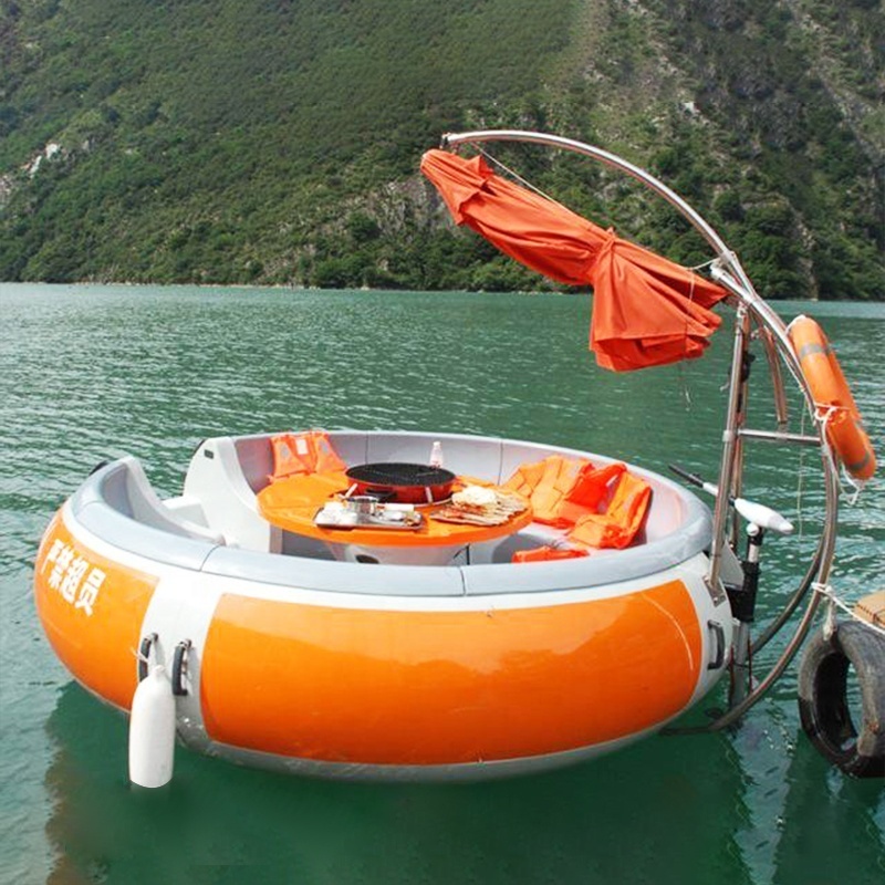 Great earning machine water park equipment electric pleasure boat 12 seats floating bbq donut boat for sale