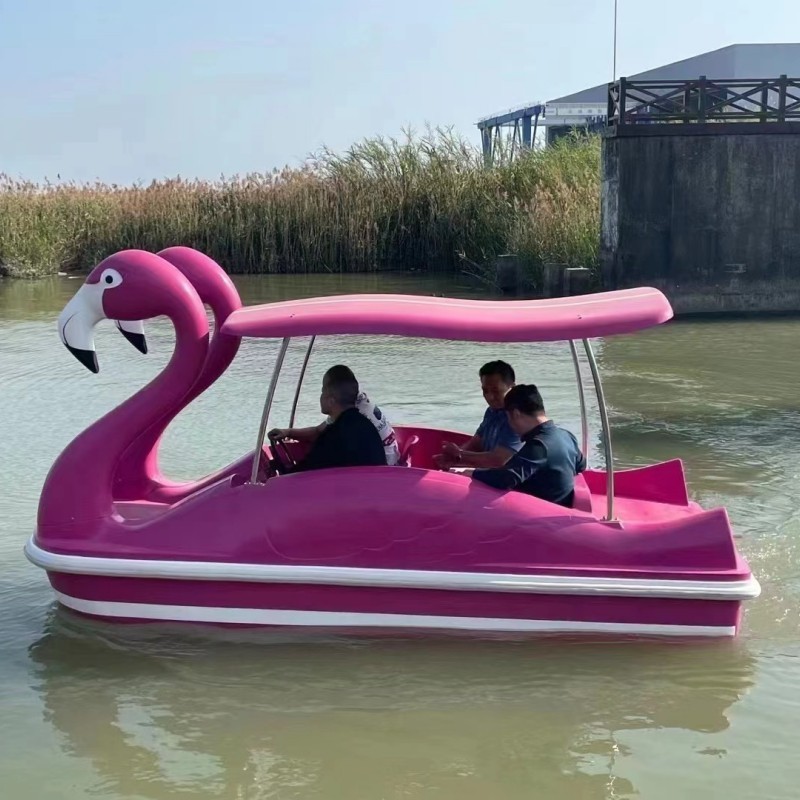 New Design Lake Stainless Steel Hardware FRP Flamingo Boat Thick Fiberglass Pedal Boat For Sale