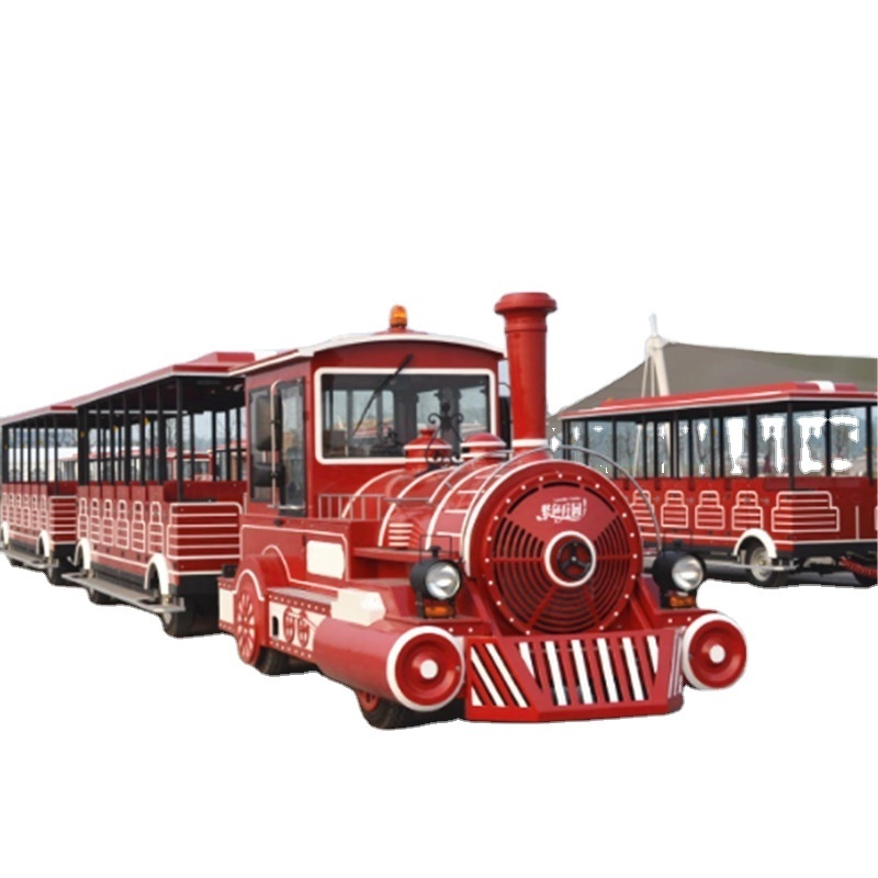 Customized outdoor amusement park rides family games tourist trackless road train for sale