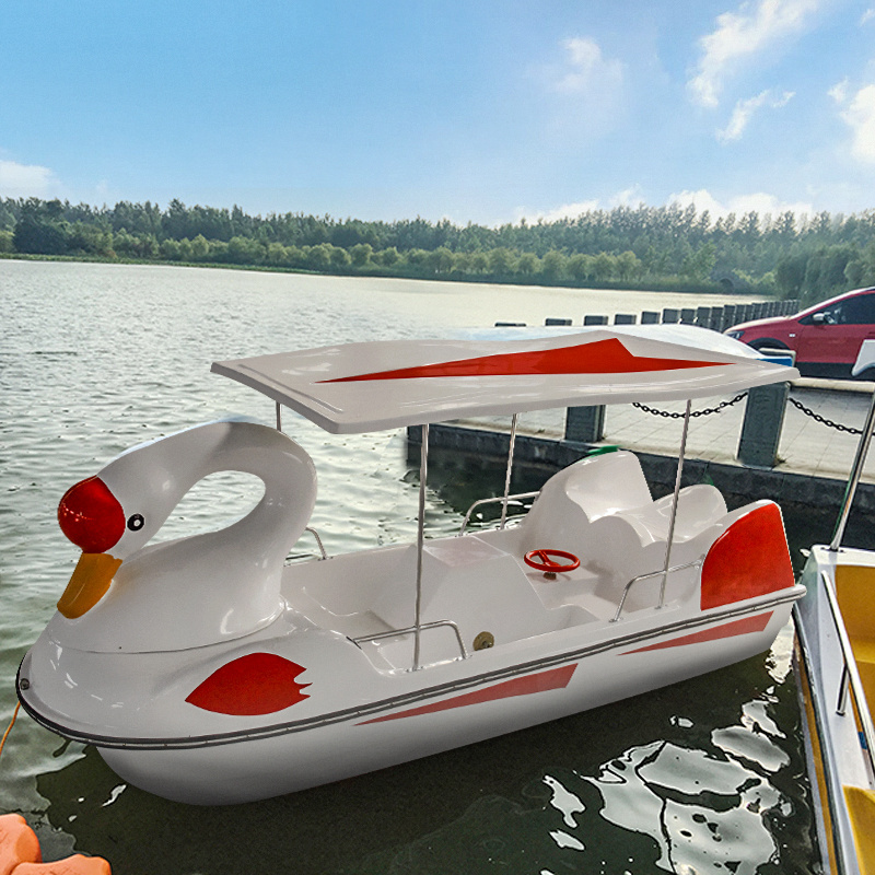 Cheap Factory Price New Design Water Entertainment Equipment 4 seats FRP Swan Pedal boat for Sale