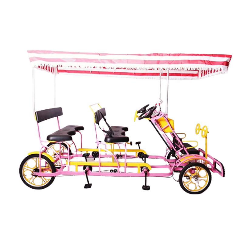 Best Selling 4 Person Tandem Bike Park Sightseeing Tandem Bicycle Hand Brake Surrey Bike