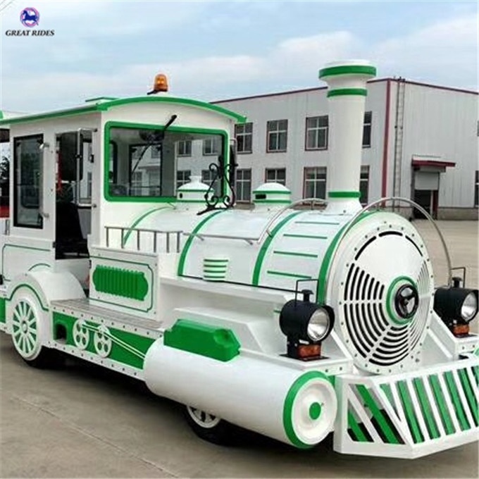 Customized outdoor amusement park rides family games tourist trackless road train for sale