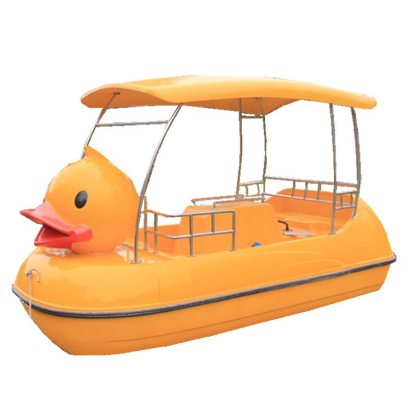 Great Water Amusement Park Equipment Family Leisure Sightseeing Boat 4 Seats Yellow Duck Fiberglass Pedal Boat for Sale