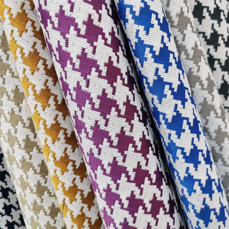 High Quality Textile Curtains Twill Woven Fabric Yarn Dyed Swallow Houndstooth Check 100% polyester Fabrics For Clothing