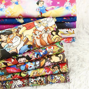 High quality custom cartoon print organic cotton bamboo stretch poplin fabric in stock lot fabric and textiles for clothing