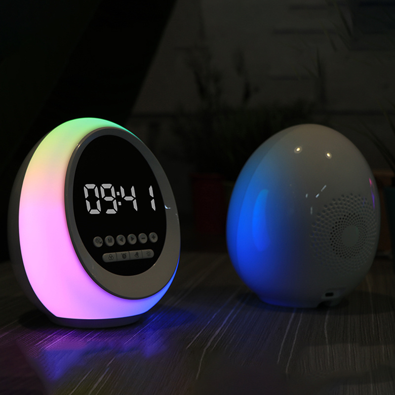 Portable LED Wireless Bluetooth Speaker Alarm Clock with Lights