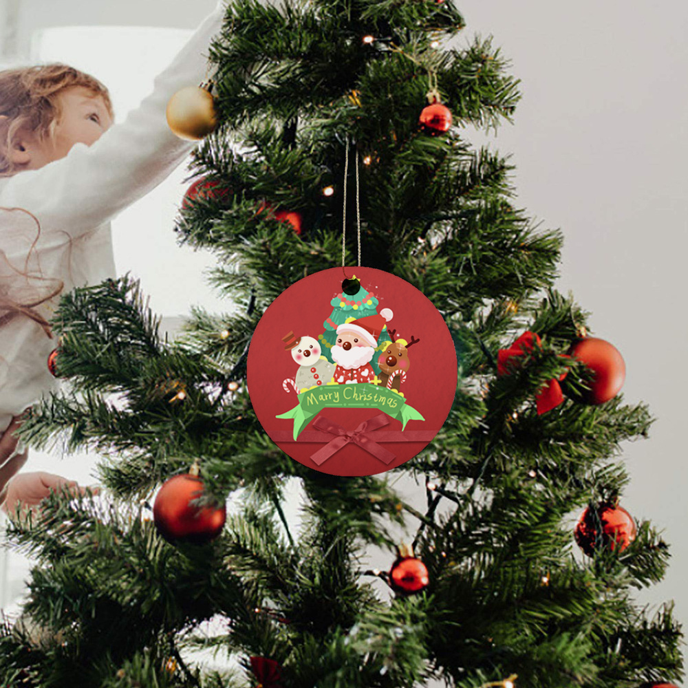 ceramic ornaments two sides Christmas decoration ornaments blank sublimation flat Christmas ornament