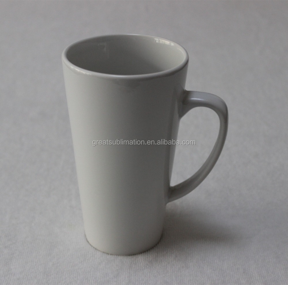 16oz tall latte coffee mug V shape sublimation ceramic cup