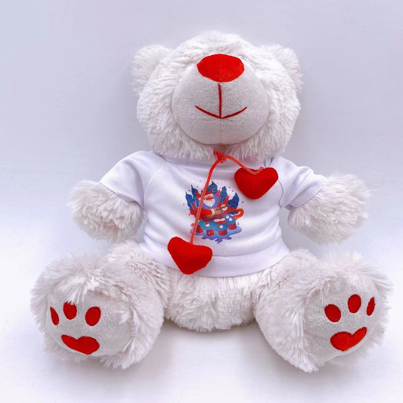 sublimation plush toy with poly t-shirt cheap plush animal  stuffed toy  for Christmas day