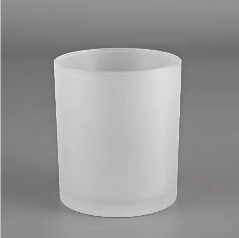 sublimation coated 10oz white frosted glass  candle holders with lids Glass Candle Holders Container With Lids