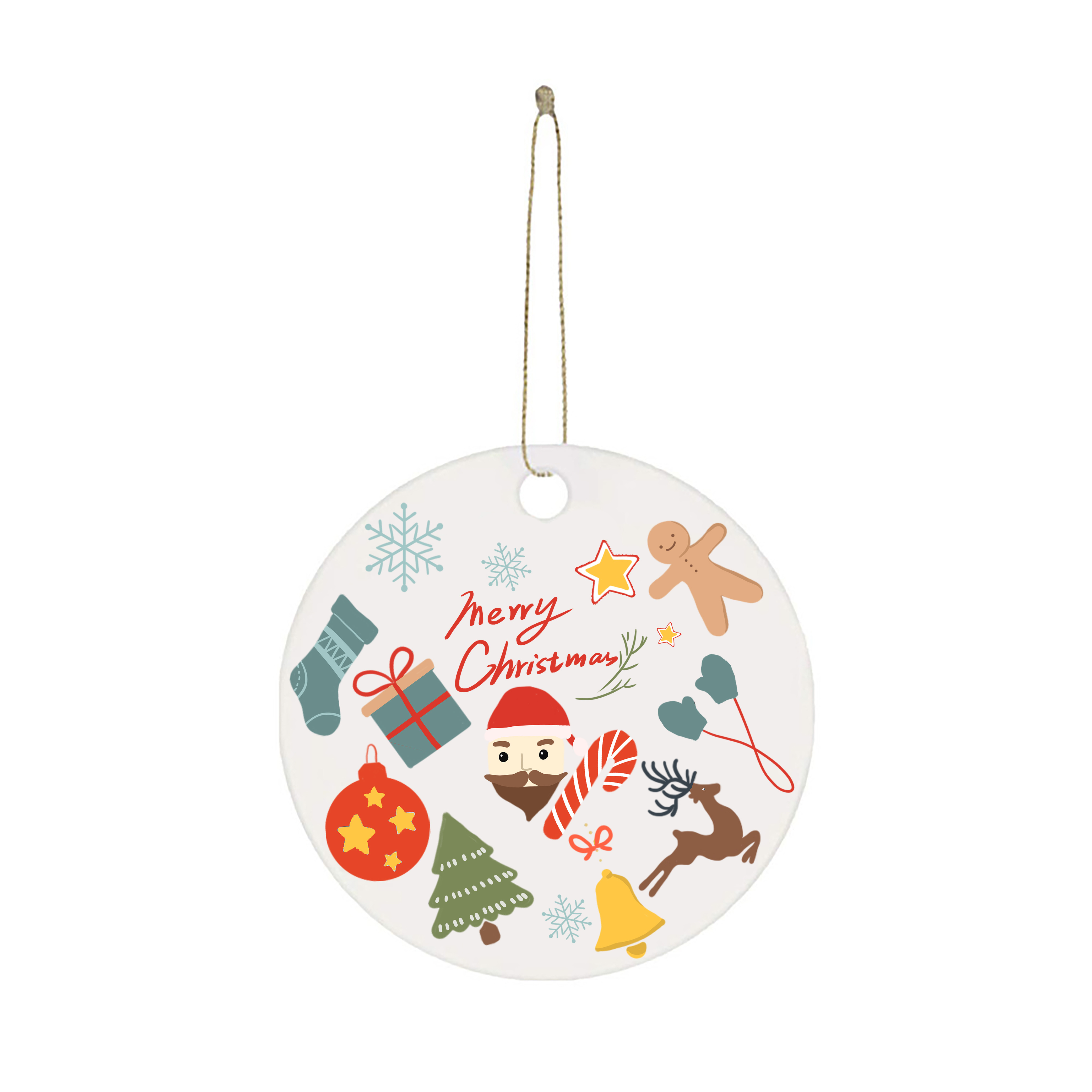 ceramic ornaments two sides Christmas decoration ornaments blank sublimation flat Christmas ornament