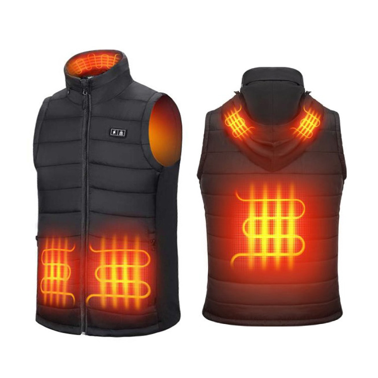 Custom Unisex Usb Rechargeable Smart Electric Heated Vest Gilet With Hooded For Winter Outdoor