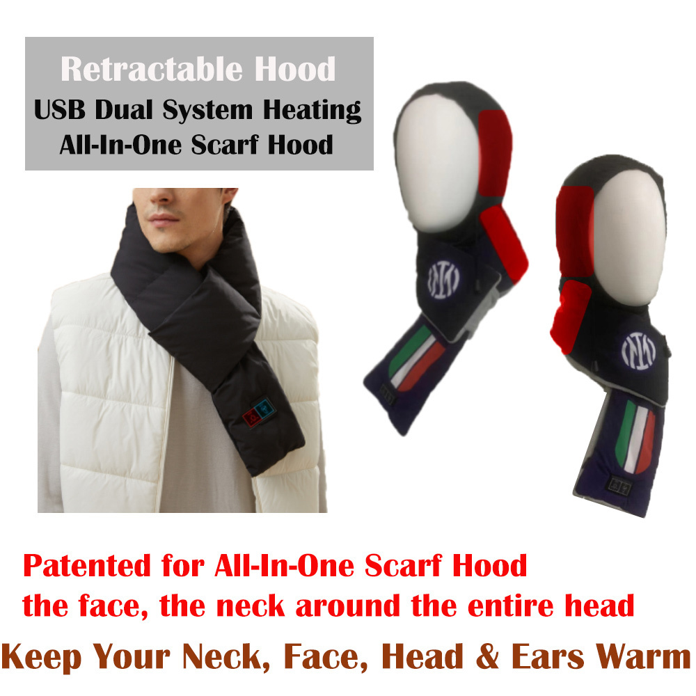 new patent product 5v usb heating pad for neck warmer scarf with face mask two ear heat pads hat