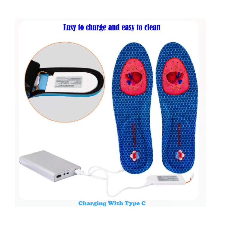 Shoes foot warmer electric rechargeable graphene battery heated Insoles with wireless remote control